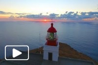 Ponta do Pargo lighthouse sunset aerial - Ilha da Madeira - Madeira Island - 4K Ultra HD