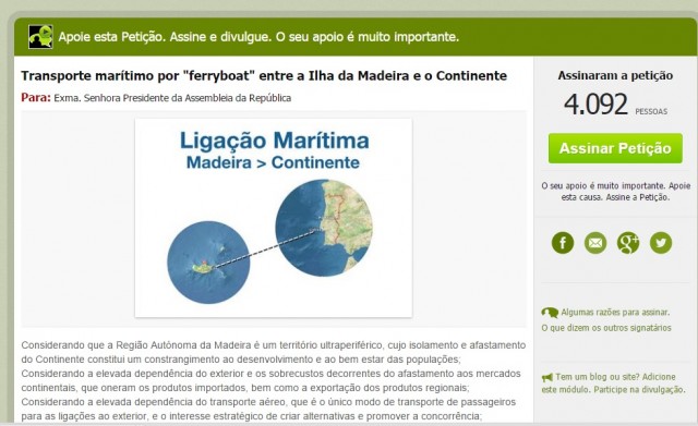 Petição para ter ferry Madeira-Continente já pode ser discutida na Assembleia da República
