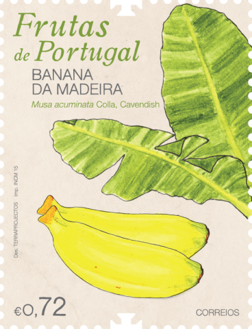 Banana da Madeira nos selos “Frutas de Portugal” dos CTT