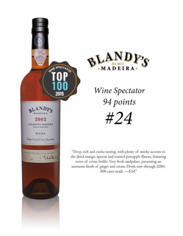 Blandys Colheita Bual 2002 é o 24.º melhor vinho do mundo