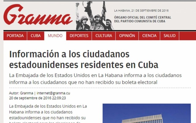 Diário do PC cubano publica pela primeira vez nota oficial dos Estados Unidos