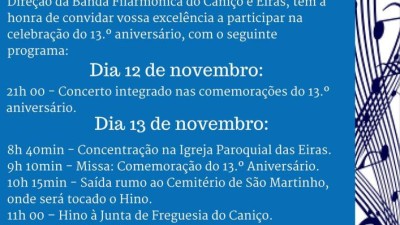 Concerto de aniversário este sábado à noite