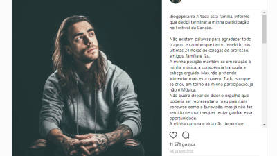 Diogo Piçarra desiste do Festival da Canção após acusações de plágio