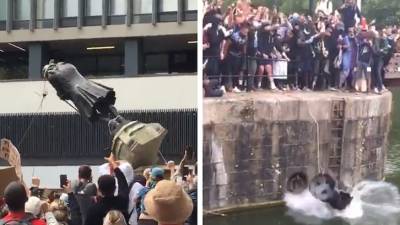 Estátua de comerciante de escravos derrubada em Inglaterra