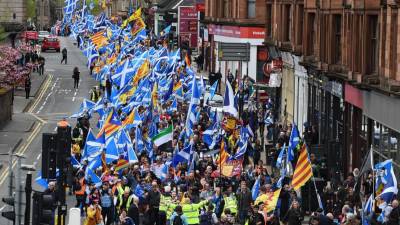Manifestação em Glasgow pede referendo para independência do Reino Unido