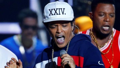 Músico norte-americano Bruno Mars actua em Lisboa em Abril de 2017