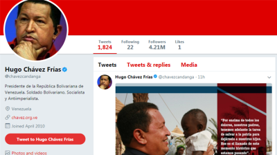 Reactivada conta oficial no Twitter do ex-presidente da Venezuela Hugo Chávez