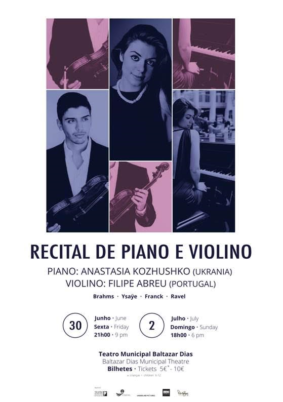 Recital de Piano e Violino a 30 de Junho e 2 de Julho no Baltazar Dias