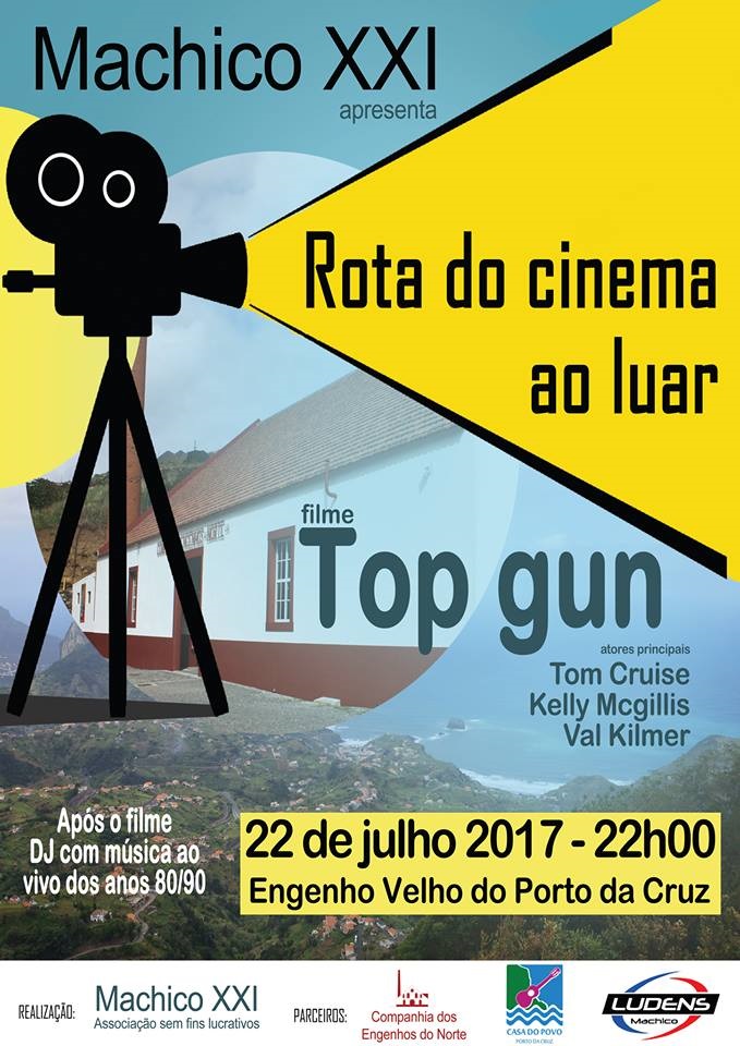 Cinema ao luar sábado no engenho do Porto da Cruz