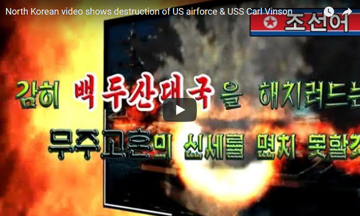 Vídeo norte-coreano mostra destruição da Força Aérea dos EUA e USS Carl Vinson [vídeo]