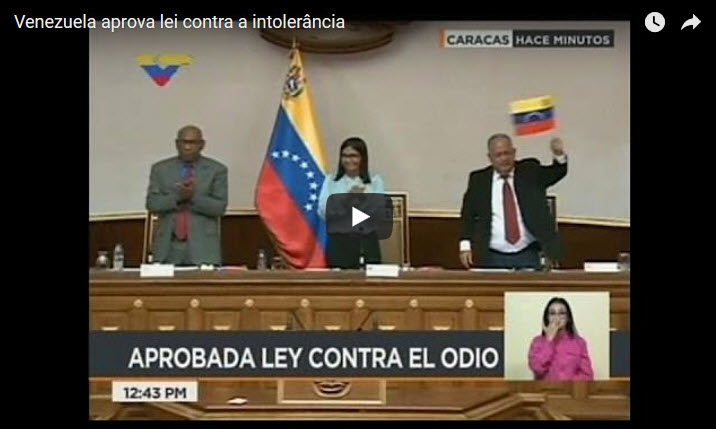 Venezuela aprova lei contra a intolerância [vídeo]