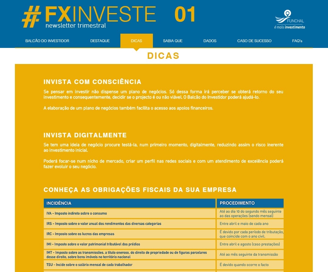 Funchal lança newsletter trimestral destinada aos investidores