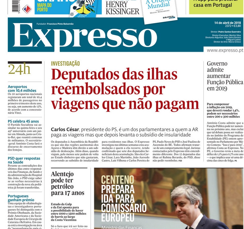Expresso revela que 4 deputados da Madeira em São Bento são reembolsados por viagens que não pagam