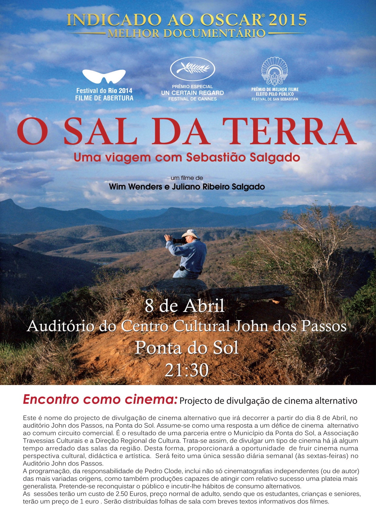 ‘O Sal da Terra’: cinema de qualidade amanhã na Ponta do Sol