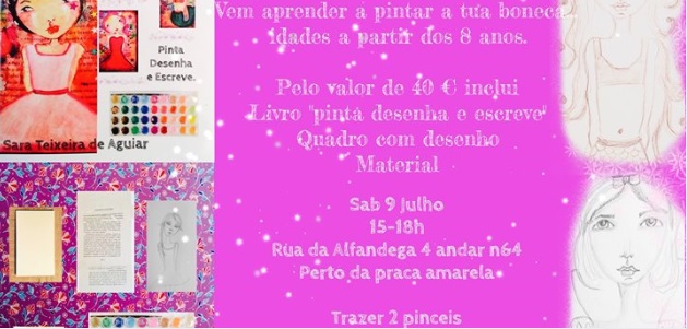 Workshop para pintar bonecas amanhã com a artista Sara Aguiar