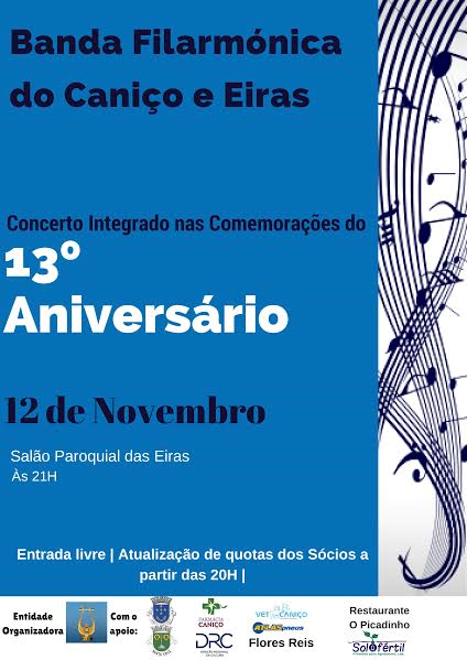 Banda Filarmónica do Caniço e Eiras comemora 13 anos com concerto e nova farda a 12 novembro