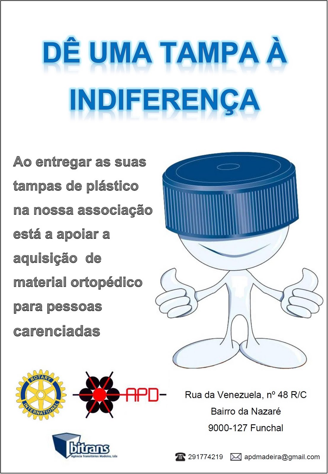 JSD entregou tampas de plástico à APD